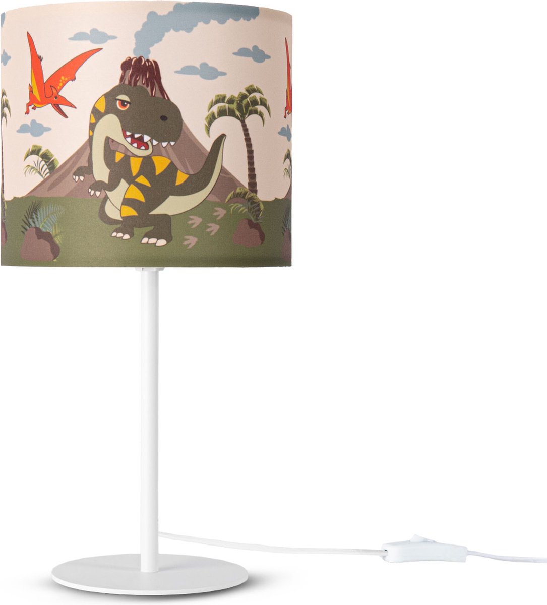 Paco HomeTafellamp Kinderkamer Nachtkastje Lamp Stoffen Lampenkap Wandlamp Rond Dieren