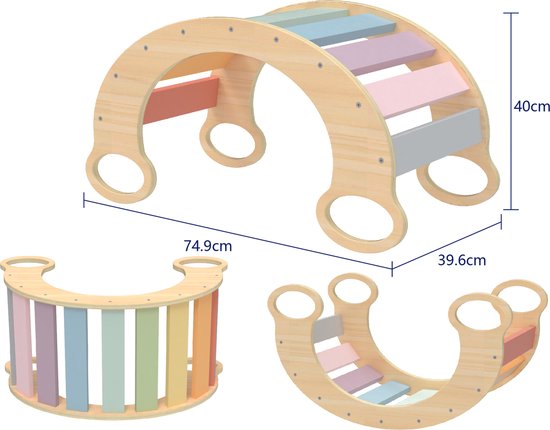 Sunny Marlie Rocker Pastel - Klimboog - Montessori Speelgoed - Multiplex - 3 tot 6 jaar van Sunny. — afbeelding 3