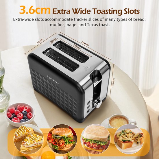 Taylor Swoden Crusty AX3 - Broodrooster - 7 Warmteniveaus - 930 Watt ...