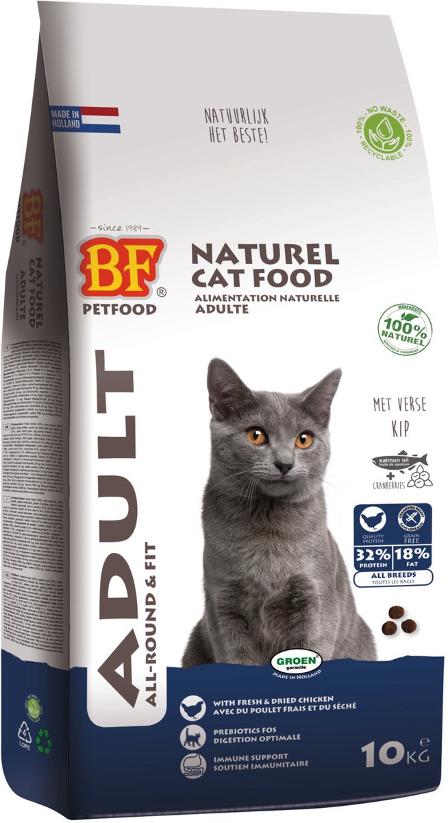 10kg Adult All Round & Fit BF Petfood Kattenvoer
