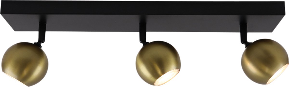 Olucia - MATEA - Plafondlamp - Messing / Zwart - 3L - Vorm: Rechthoek