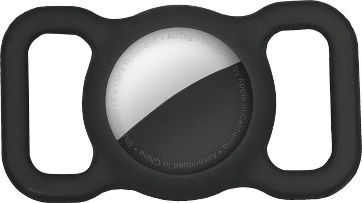 WiseGoods Luxe Hondenriem Halsband Houder Geschikt Voor Airtag - Beschermhoes Voor Airtags Aan Riemen Huisdier - Siliconen Zwart
