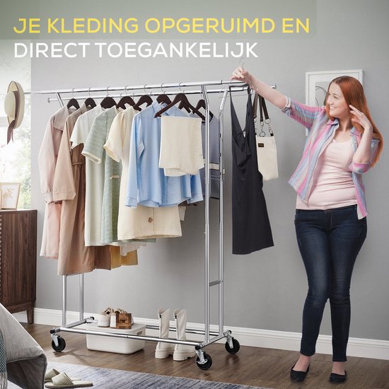 portant à vêtements sur 4 grandes roues - jusqu'à 110 kg très stable - réglable
