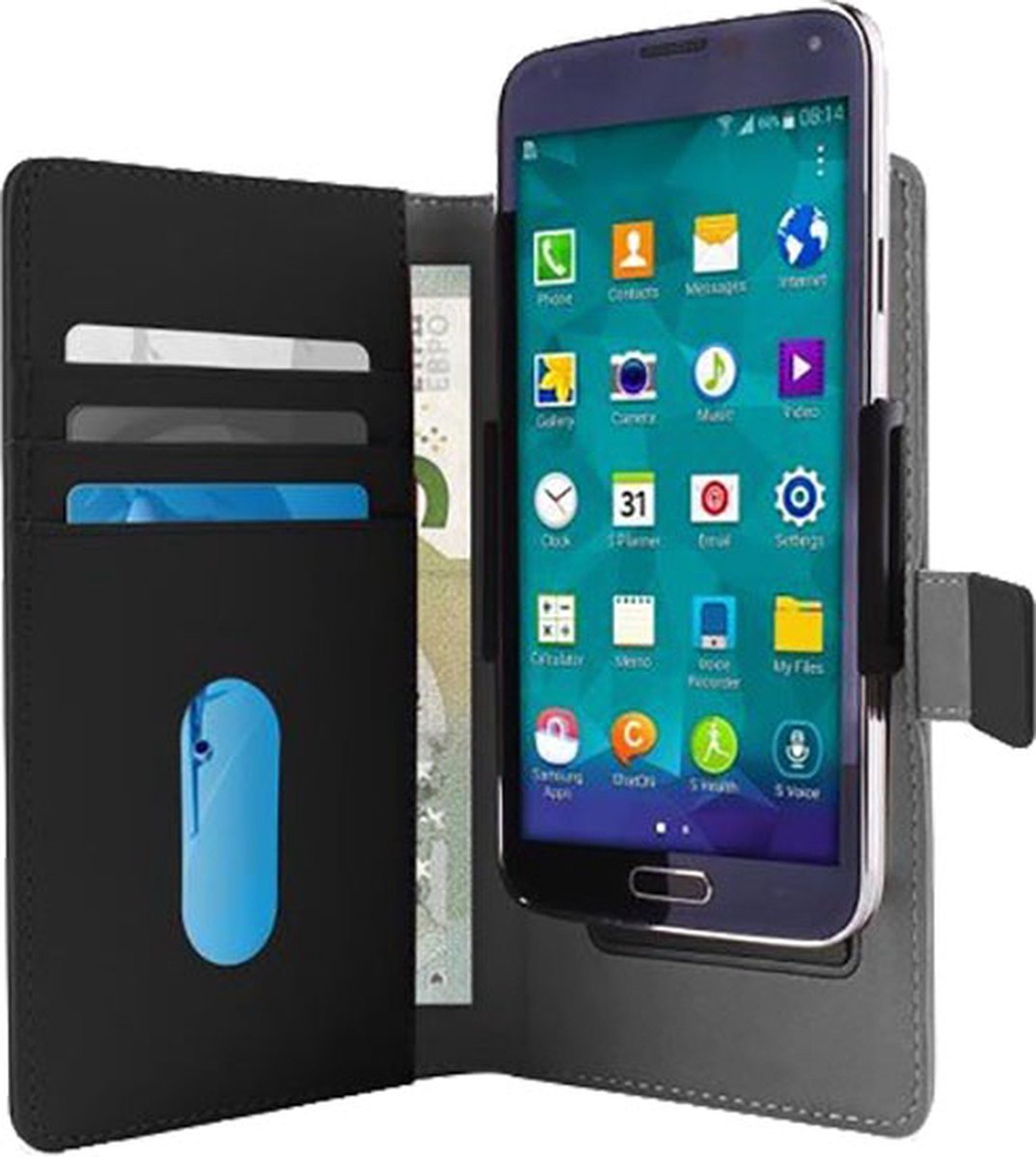 Puro, XXL universele smartphone “Smart Wallet” case met 3 kaartsleuven, Zwart