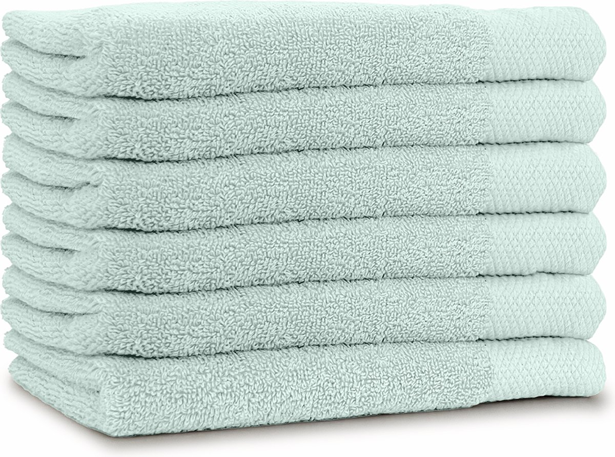 LINNICK Diamond Badstof Handdoeken Set - Set van 6 - Handdoek 60x110cm - 550 gr/m2 - 100% Katoen - Soft Green