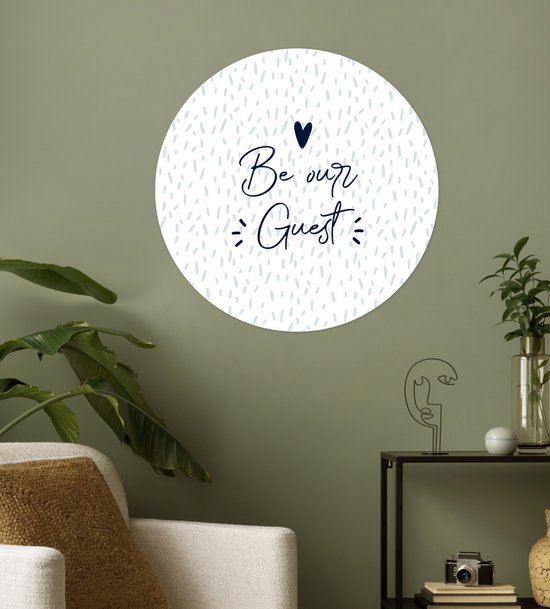 WallCircle® - Papier peint cercle 80x80 cm - Stickers muraux Citations - Proverbes - 'Soyez notre invité' - Cercle mural salon - Cercle mural chambre - Décoration de chambre autocollante - Accessoires de Décoration murale