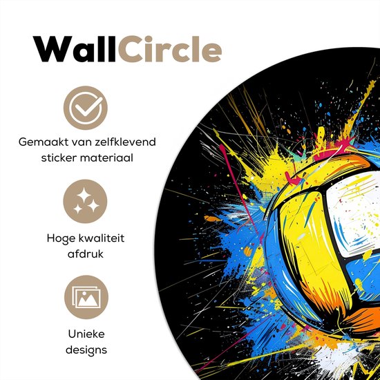 WallCircle® - Behangcirkel 50x50 cm - Muurstickers Graffiti - Sport - Volleybal - Bal - Muurcirkel tienerkamer - Slaapkamer decoratie - Tiener kamer accessoires - Wandcirkel jeugdkamer