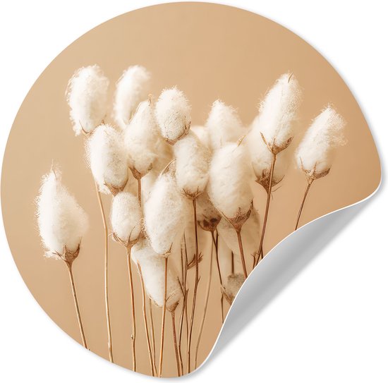 WallCircle® - Behangcirkel 100x100 cm - Muurstickers Bloemen - Planten - Bruin - Pastel - Muurcirkel woonkamer - Wandcirkel slaapkamer - Kamer decoratie zelfklevend - Muurdecoratie accessoires XXL