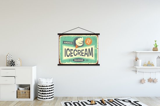 Affiche scolaire - Glace - Vintage - Assiette - Citation - 150x113 cm - Lattes noires