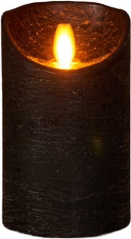 Bougie à flamme mobile rustique noir 7.5x12.5cm