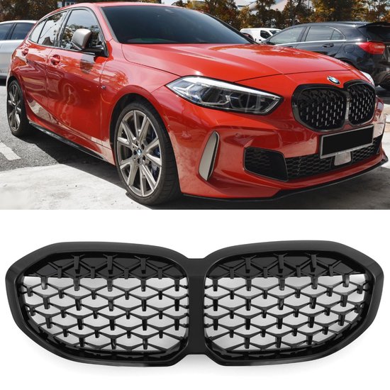Calandre Noire Brillant Pour BMW Série 1 F40 - Bande Simple - Compatible