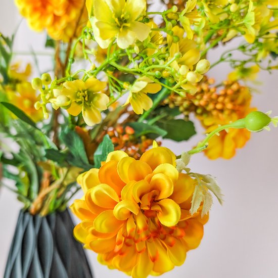 Bouquet de soie avec vase - 60-70 cm de haut - Fleurs artificielles, fleurs en soie, fausses fleurs, fausses fleurs, bouquet artificiel
