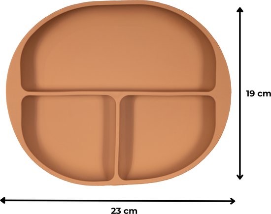 Jikkies® - Siliconen Kinderbord - Baby Bord - Bord - Zuignap - Met Vakken - Beige- Veilig - Duurzaam - Kindvriendelijk - 100% Siliconen - Vaatwasserbestendig - Magnetronbestendig - Veilig Getest van Jikkies — afbeelding 5