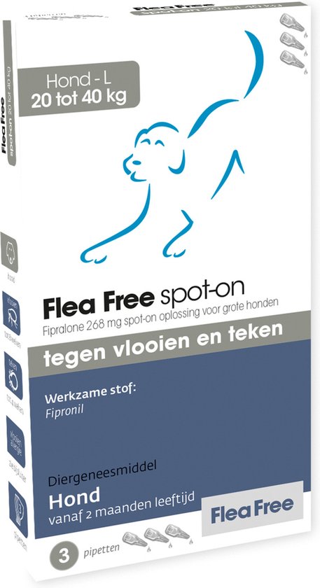 Flea Free Fipralone spot-on hond 20 tot 40 kg - 3 pipet