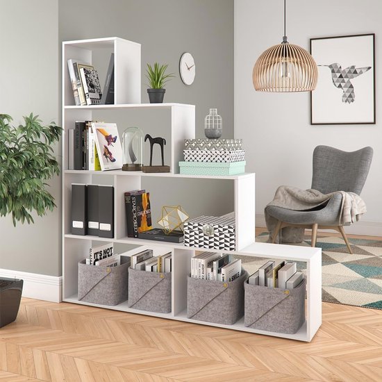 Homgoday Ruimteverdeler, ruimteverdeler, 4 panelen, wit, massief hout