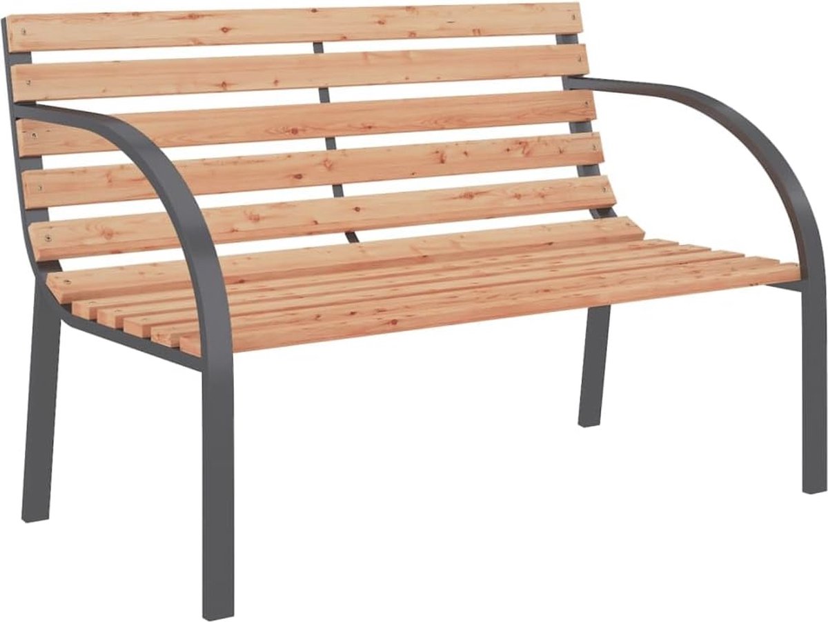 Tuinbank Houten Zitbank voor Buiten | Klassieke Terrasbank met Ijzeren Frame