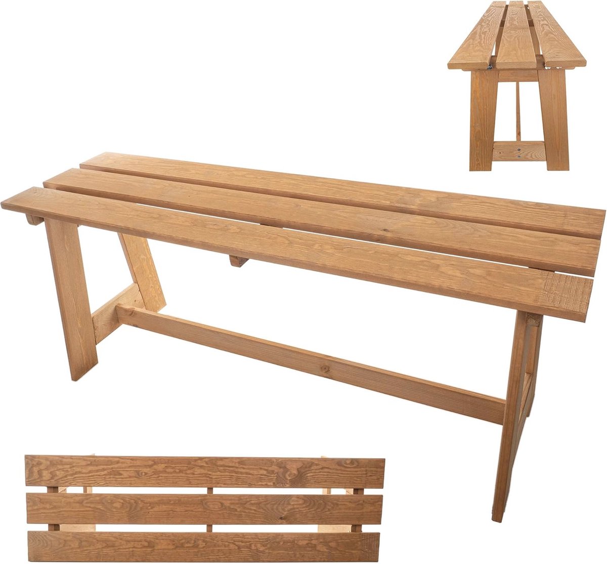 Houten 2-zits tuinbank zonder armleuningen en rugleuning voor balkon, tuin en terras