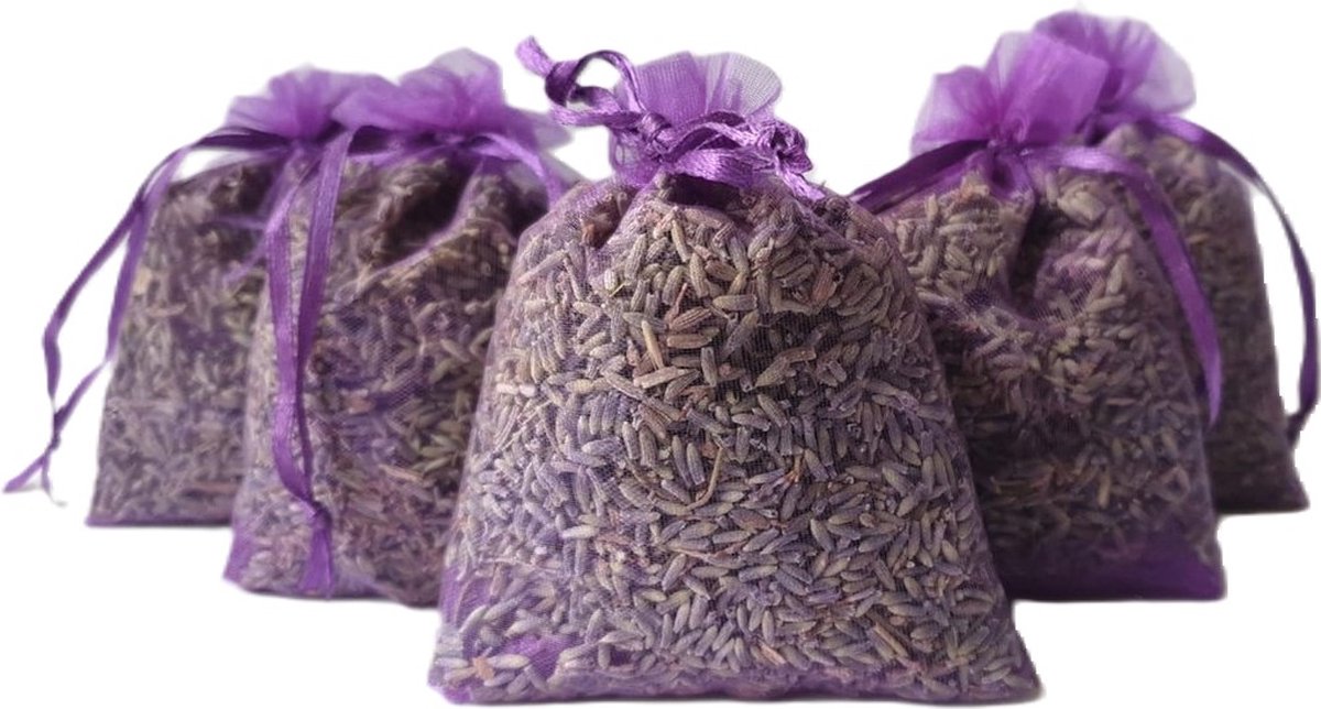 Bonheur de Provence® - lavendel geurzakjes met biologische lavendel - 5 paarse zakjes - 12 gram per zakje - cadeau - bedankje - geurzakjes kledingkast
