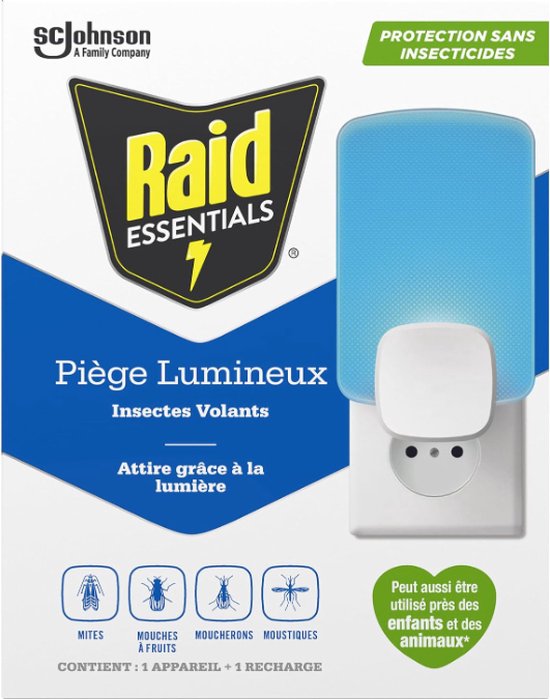 Raid - Bouchon piège lumineux insectes volants - Sans odeur - Piège à ...
