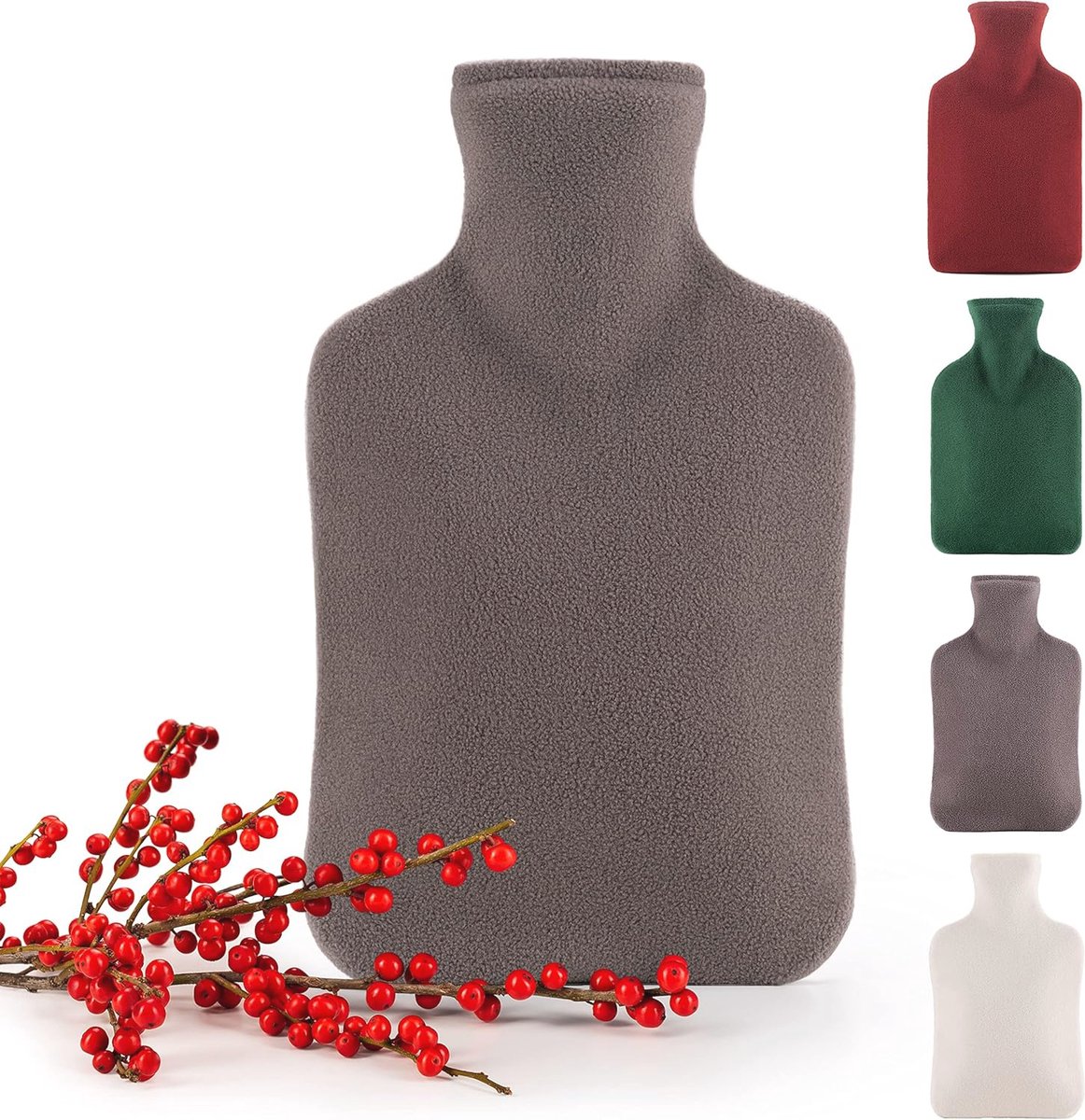 Bol.com Zachte Warmwaterkruik met Wasbare Fleece Hoes - 1.5L Vrij van Schadelijke Stoffen aanbieding