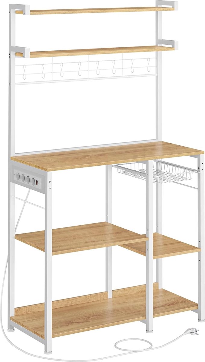 Keukenplank met Stopcontacten en Opbergruimte - Perfecte Magnetronplank voor Organisatie