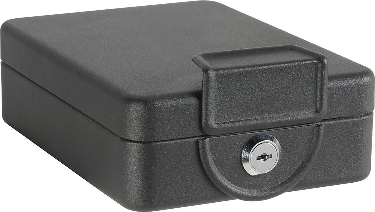 Vastschroefbare Geldkist met Inschuifframe voor Bevestiging onder de Tafel - Veilig Geldkistje met Sleutel - Afsluitbaar Kassa | 16 cm Breed | Zwart