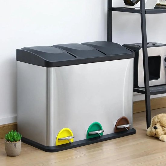 MSV - Cosmetische Afvalbak Voor In De Badkamer - Roestvrij Staal Met Verwijderbare Binnenemmer - Elegante Pedaalemmer - Compact en Praktisch - Lichtblauw - 5L