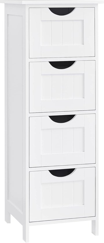 COSTWAY Badkamerkast, smalle badkamerkast met open vak en glazen deur, houten badkamercommode met verstelbare plank, moderne opbergkast voor badkamer, woonkamer, keuken, 35 x 30 x 90 cm