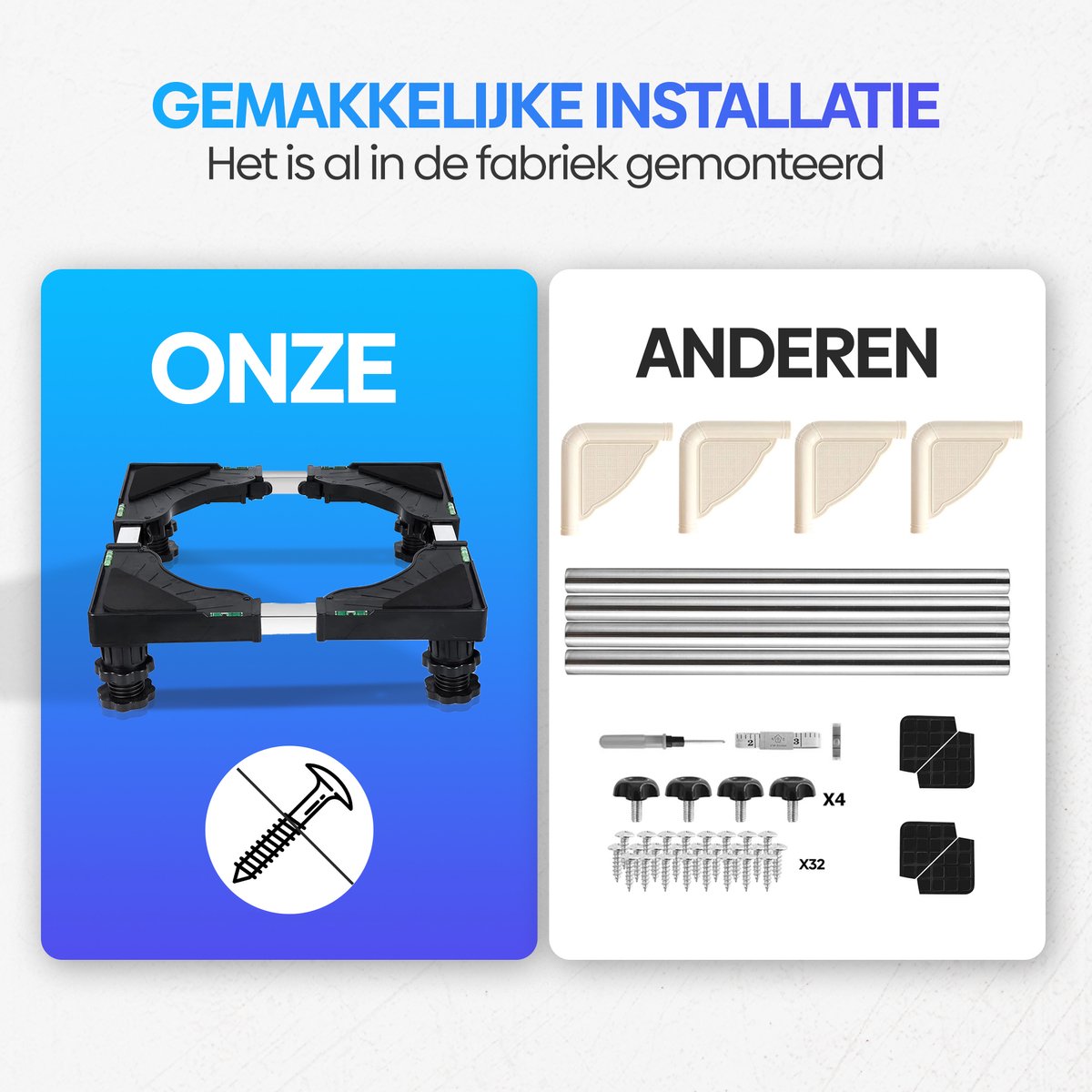 Olvy Home - Wasmachine Verhoger - Wasmachine Opbouwmeubel - Wasmachine Sokkel - Kast - Ook voor Droger, Koelkast, Vaatwasser en Vriezer — afbeelding 2