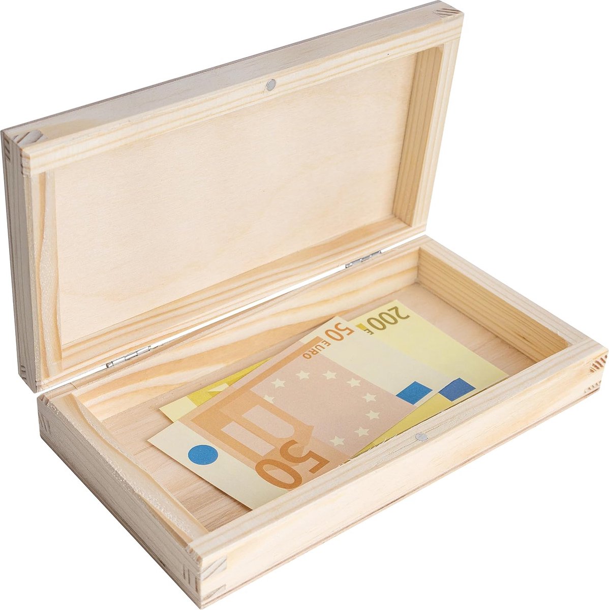 Creative Deco Potlodendoosje Spaarpot Houten Doosje met Deksel | 18 x 10 x 3,5 cm | Opbergdoosje, Onbehandeld Grenenhout | Perfect als Sieradendoosje Cadeaudoosje Geld Enveloppe