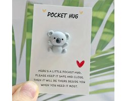 pocket hug koala - pocket koala- Zak Knuffel-koala Knuffel Wenskaart - gelukssteen- wenskaart - pockethug - pocket hug - broekzakknuffel - cadeau/kado - brievenbuscadeau - 1 stuk