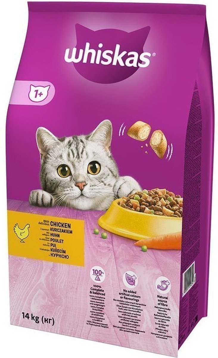 14kg 1+ Kip Whiskas Kattenvoer