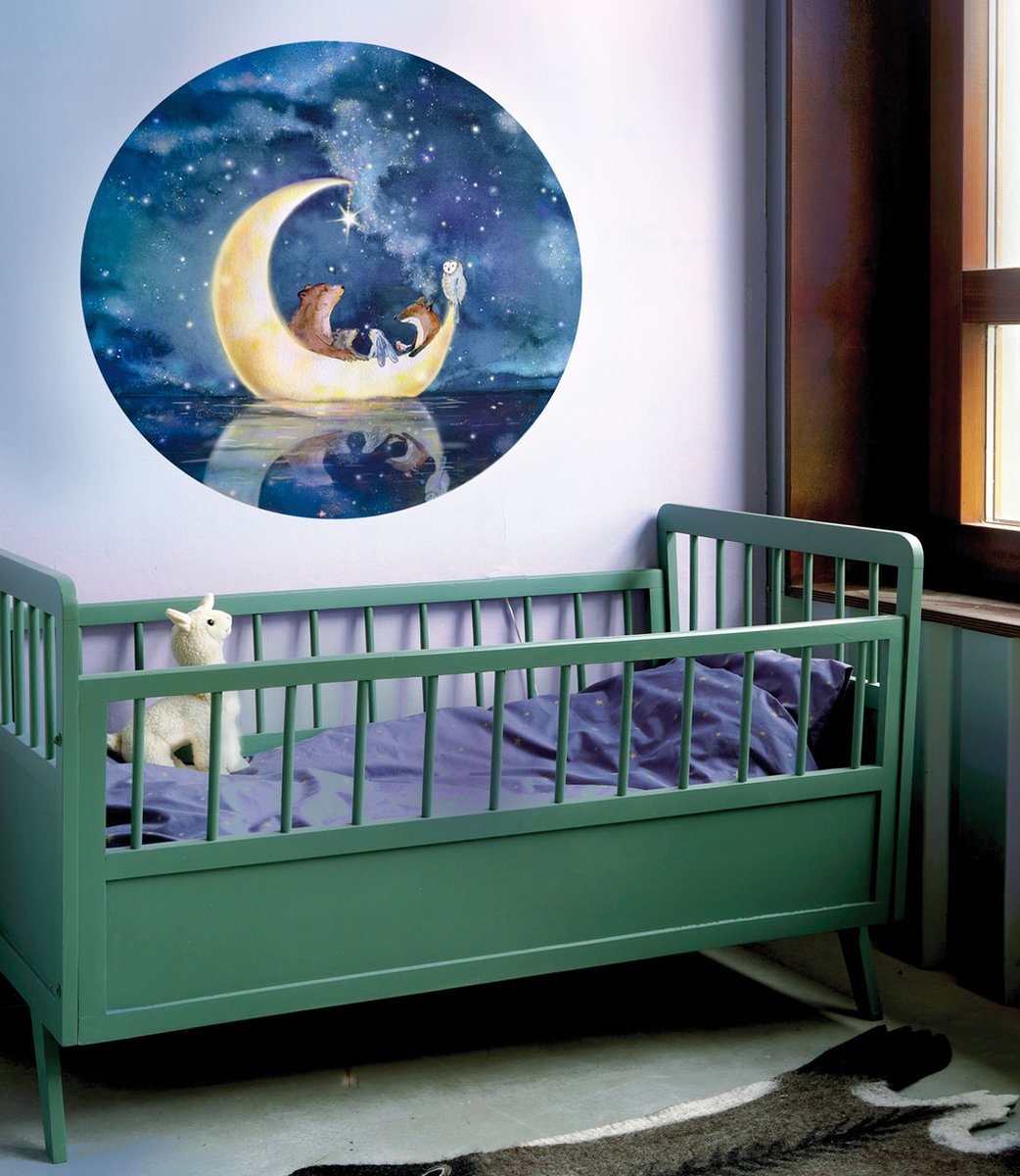 Varen in de Nacht mini muursticker 95x95 cm | Voor Baby- & Kinderkamer | Geproduceerd in NL | Eigen Ontwerp | Hartendief Design | Muursticker | Sticker voor muur | Decoratiesticker | Herbruikbaar | Geprint op herplaatsbare stickerfolie