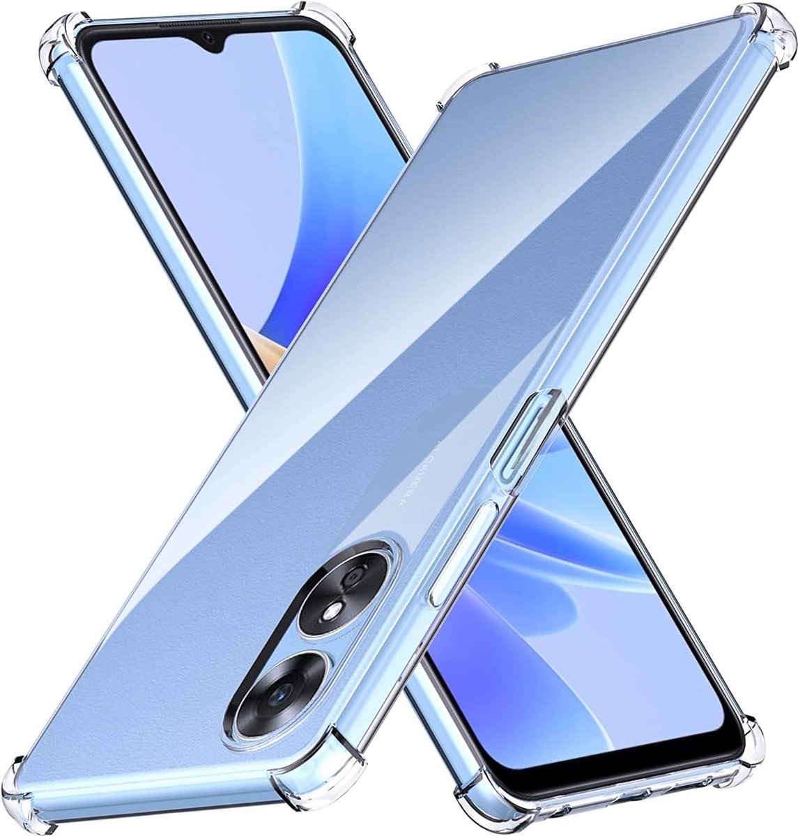 Shockproof Hoesje geschikt voor Oppo A17 Transparant - Doorzichtig Shockcase Geschikt voor Oppo A17 - Extra verhoogd camera bescherming