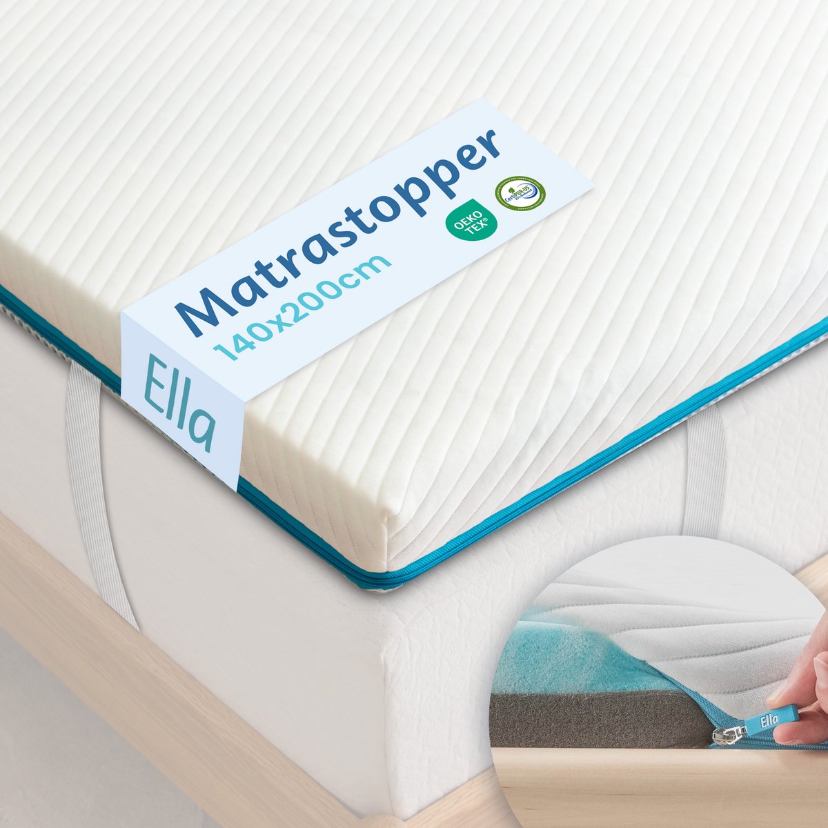 Ella Topper 140x200 cm - Matras Topdekmatras - Matrastopper Gel Infused Traagschuim & Aircell-schuim - Medium Hardheid