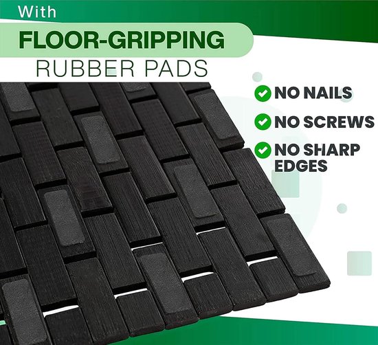Houten badmat 50 x 80 cm oprolbaar model met anti-slip