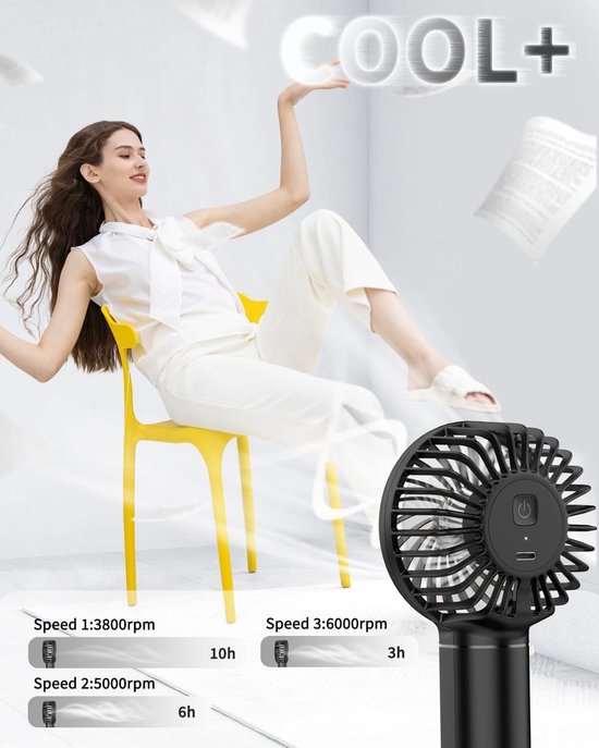 Handventilator Mini Handheld Fan Portable- Personal Pocket Fan- 5.5-17H ...