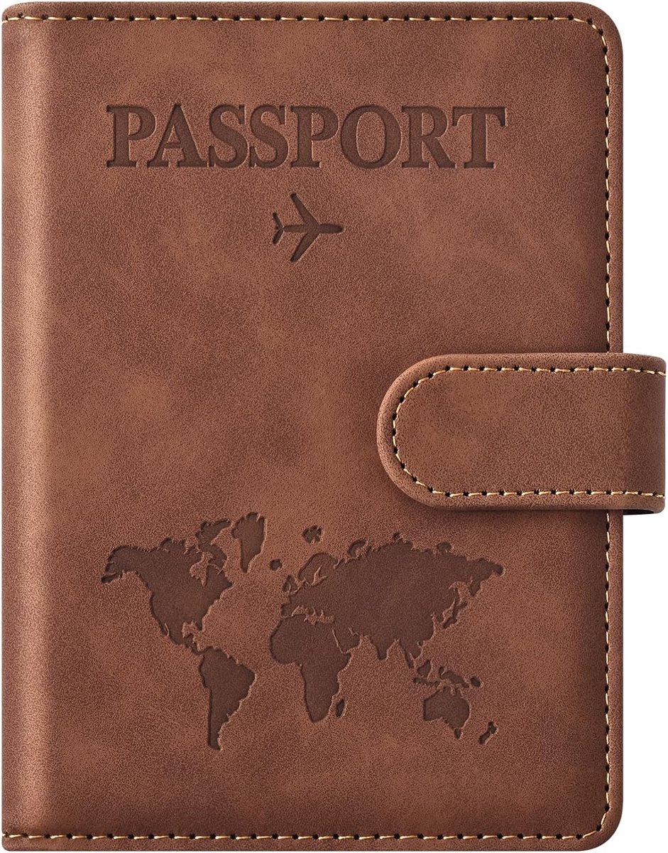 Nereb - Paspoorthouder - Paspoort hoes - Bruin - Anti RFID - Magneet sluiting Paspoort Portemonnee - Travel wallet - reisportefeuille - reisportemonnee - reisdocumenten organizer - reisdocumenten houder - reisdocumenten organizer