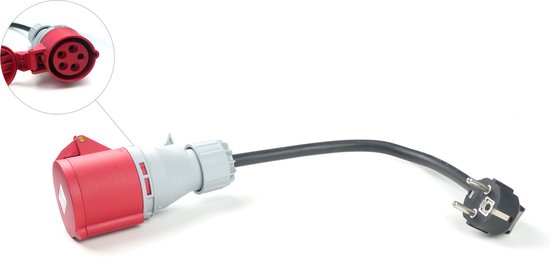 SOLARTRONICS CEE-adapter, 400 V, stekker, 16 A naar 3 x Schuko