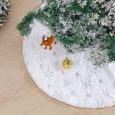 Rok de sapin de Noël brodée à paillettes durables - 122 cm, neige Wit et accents argentés - Un ajout festif à votre décoration de Noël