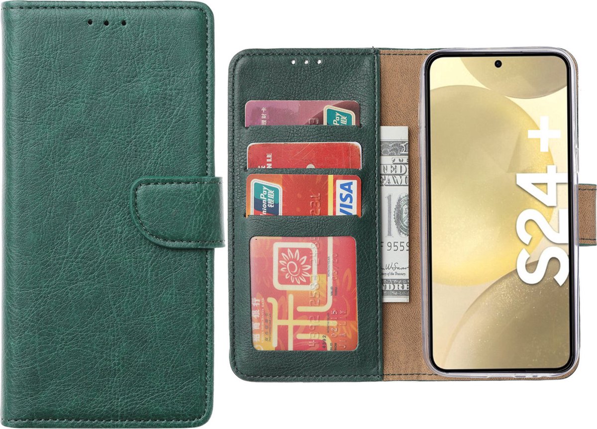 Hoesje Geschikt voor Samsung Galaxy S24 Plus – Arara bookcase met pasjeshouder - Groen