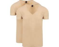 Suitable Vitaru Onzichtbaar Ondershirt Diepe V-Hals 2-Pack - Maat L - Heren met Stretch - Onzichtbare (huidskleur) t-shirts met stretch