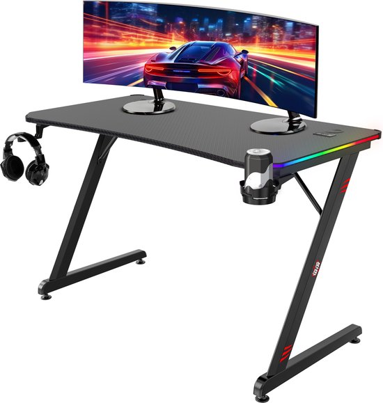 Foto: For the win game bureau met led verlichting 120x60x74 5 cm 2x ingebouwde leds gaming bureau met led gaming desk computertafel gaming tafel computer bureau game desk gaming bureaus