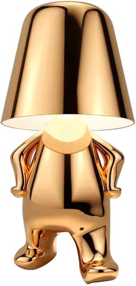 Luxus Europe - Bins Brother Tafellamp - Goud - Decoratieve Tafellamp - Tafellamp slaapkamer - Draadloos - Dimbaar