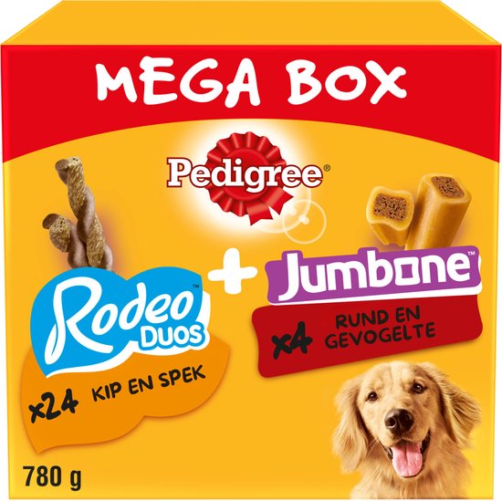 Foto: Pedigree hondensnacks megabox 24 x rodeo en 4 x jumbone 780g