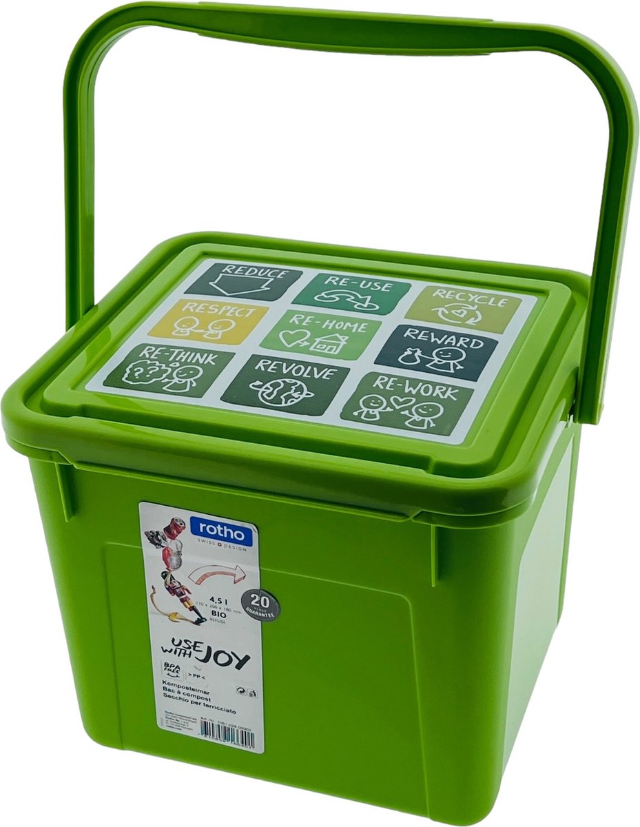 Goedkoopste Afvalbak Keuken Compostemmer Geurdicht - 4.5 Ltr – Groen – BPA Vrij
