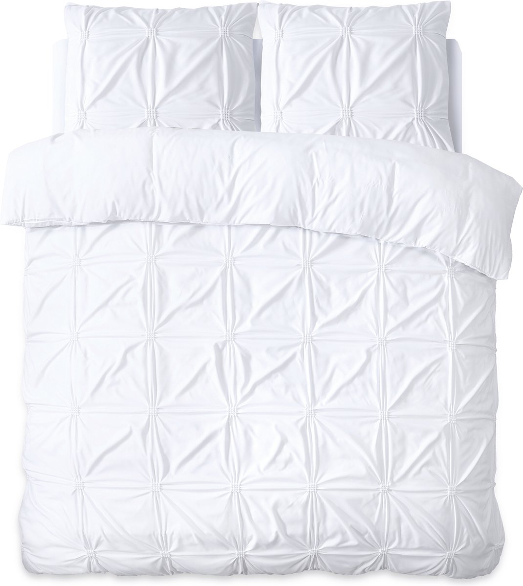 Sleeptime Punch pintuck Dekbedovertrek - 140X200/220 + 1 x kussensloop 60x70 - Wit