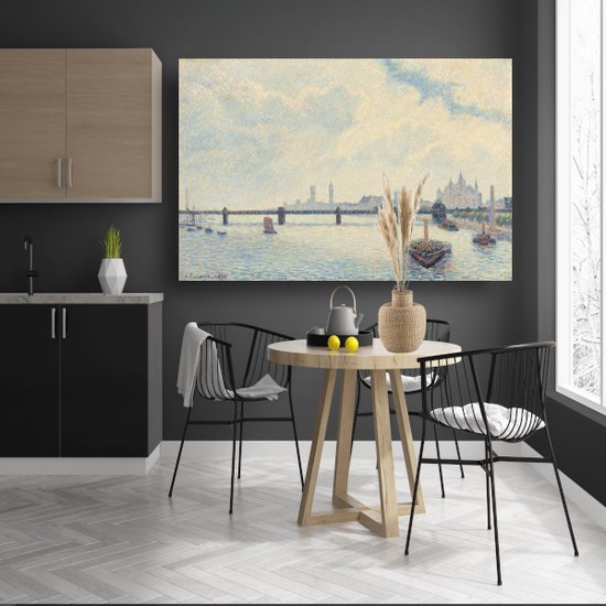 Charing Cross Bridge, Londres - Décoration murale Claude Monet - Peinture pont sur verre - Décoration murale Architecture - Décoration murale rurale - Peinture plexiglas - Décoration maison verre acrylique 75x50 cm