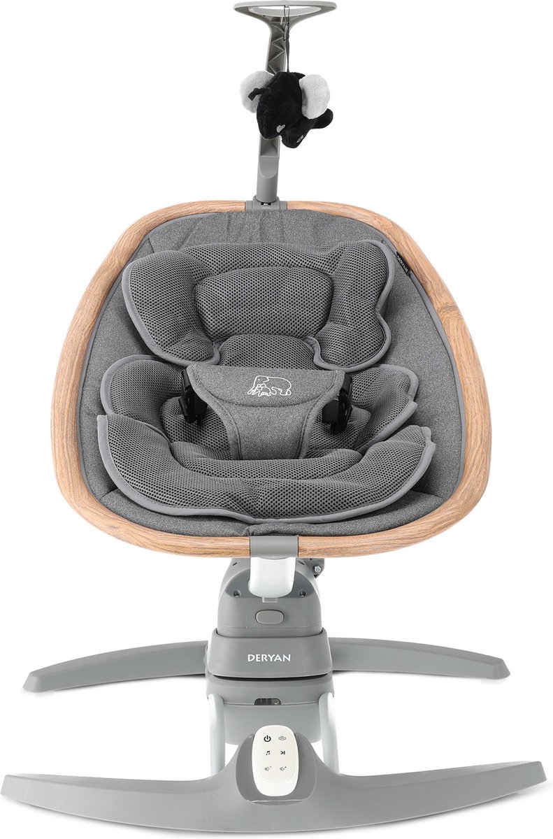 Bol.com Deryan Brody Baby Elektrische Wipstoel - Schommelstoel - Muziek, Speaker en Afstandsbediening - Grijs aanbieding