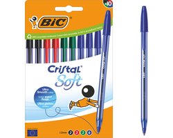 BIC Cristal Soft - Balpen - Softline Inkt - Pennen - Medium Punt (1,2mm) - Pen - 10 Stuks